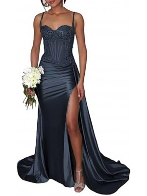 Vestito Donna Maxi Diciottesimo Festa Occasione Speciale Party Dress Blu Navy 110551B